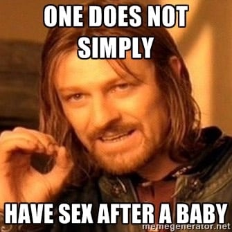 Meme that says one does not simply have sex after a baby